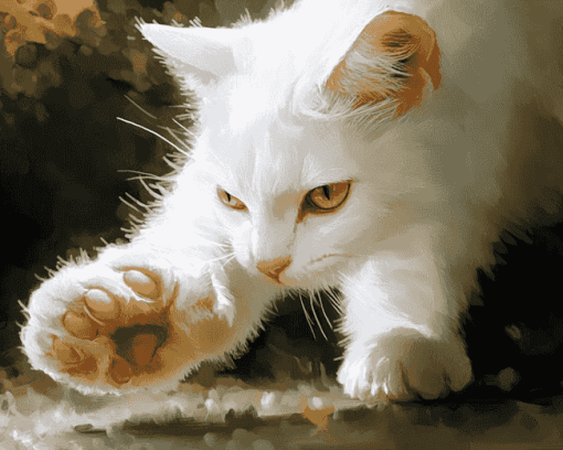 White Cat Diamond Painting