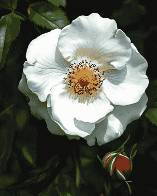 White Cherokee Rose Blossoms Diamond Painting