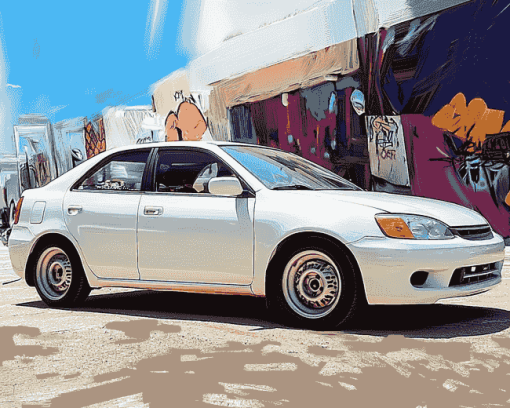 White Corolla Car Diamond Painting