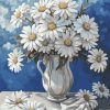 White Daisy Vase Blossoms Diamond Painting