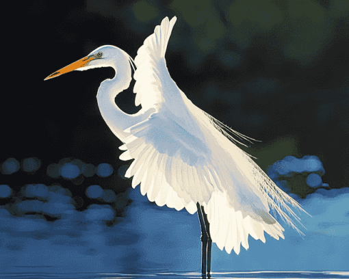 White Egret Bird Diamond Painting