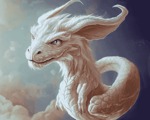 White Falcor Fantasy Diamond Painting