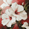 White Hibiscus Blossoms Diamond Painting