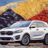 White Kia Sorento Mountain Drive Diamond Painting