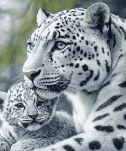 White Leopard and Baby Wildlife Diamond Painting