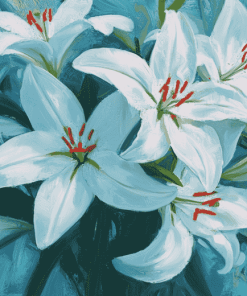 White Lily Blossoms Diamond Painting