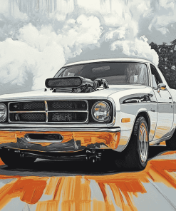 White Lowered Car Masterpiece Diamond Painting