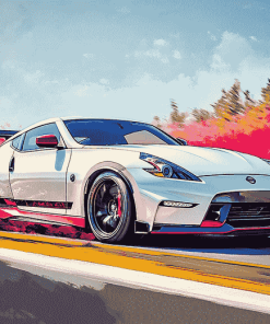 White Nissan 370 Z Car Diamond Painting