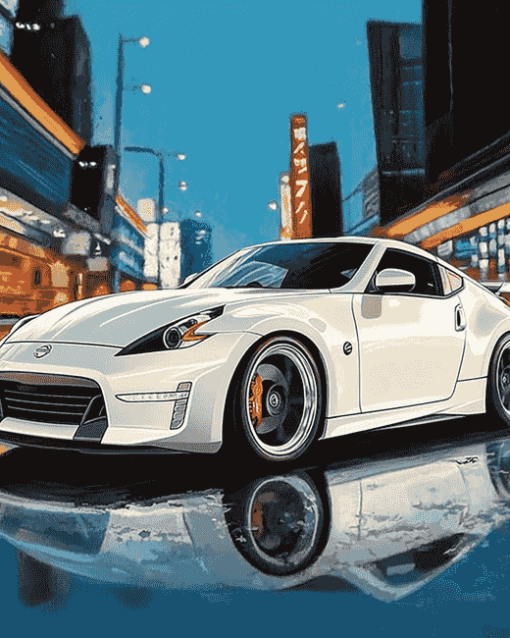 White Nissan 370z Engines Diamond Painting