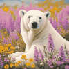 White Polar Bear Flowers Diamond Painting