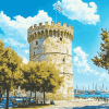 White Tower Thessaloniki Landmark Diamond Painting