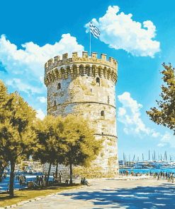 White Tower Thessaloniki Landmark Diamond Painting