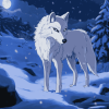 White Wolf Winter Scene Diamond Painting