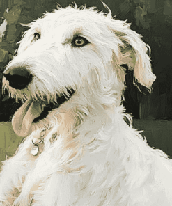 White Wolfhound Puppy Diamond Painting