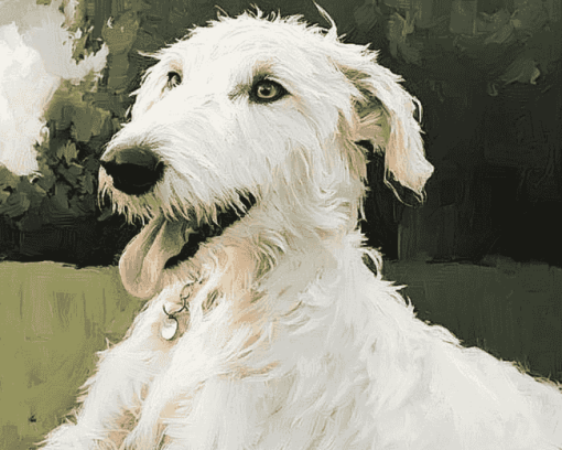 White Wolfhound Puppy Diamond Painting