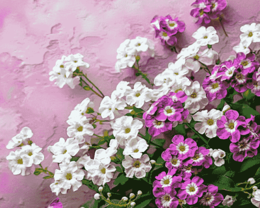 White and Purple Alyssum Blossoms Diamond Painting