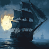 Whydah Ship Moonlit Silhouette Diamond Painting