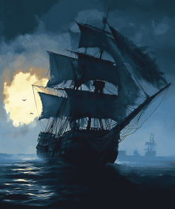 Whydah Ship Moonlit Silhouette Diamond Painting