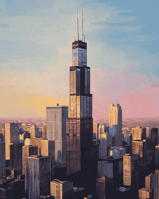 Willis Tower Chicago Skyline Diamond Painting