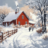 Winter Barn Landscapes Diamond Painting