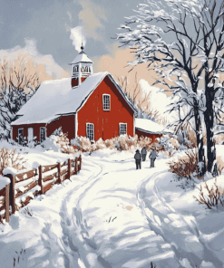 Winter Barn Landscapes Diamond Painting