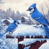 Winter Blue Jays Diamond Painting