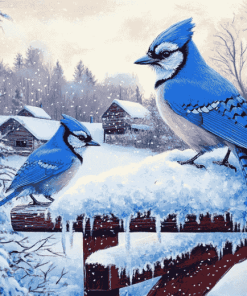 Winter Blue Jays Diamond Painting