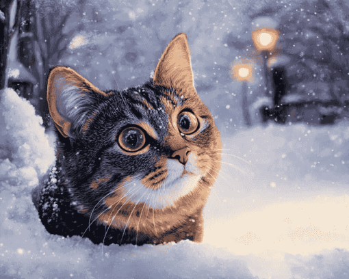 Winter Cat Diamond Painting