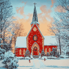 Winter Church Scene Diamond Painting