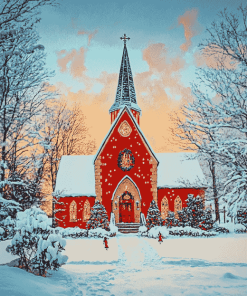 Winter Church Scene Diamond Painting