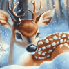 Winter Fawn in Snow Diamond Painting