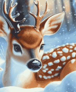 Winter Fawn in Snow Diamond Painting