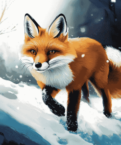 Winter Fox in Snow Diamond Painting