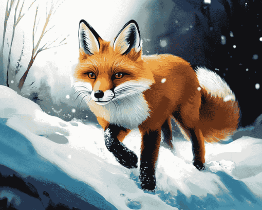 Winter Fox in Snow Diamond Painting