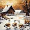 Winter Geese Landscape Diamond Painting