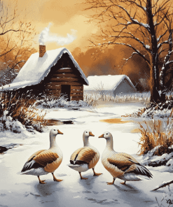 Winter Geese Landscape Diamond Painting