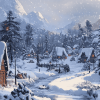 Winter Snowy Village Diamond Painting