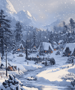 Winter Snowy Village Diamond Painting