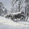 Winter Wagons in Snowy Landscape Diamond Painting