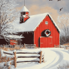 Winter's Call: Snowy Farm Landscapes Diamond Painting