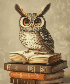 Wise Owl on Books Diamond Painting