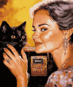 Woman and Cat Diamond Painting