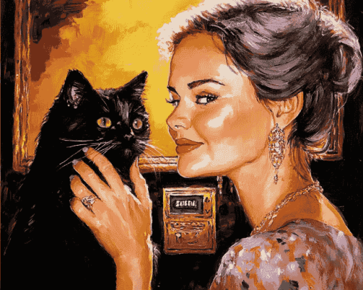 Woman and Cat Diamond Painting