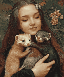 Woman with Ferrets Diamond Painting