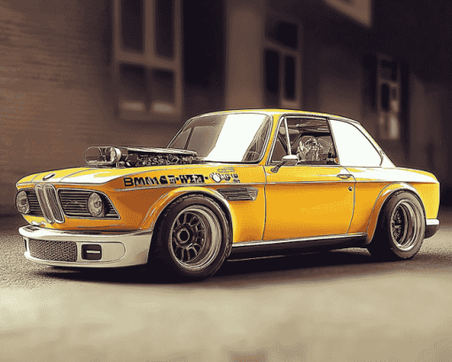 Yellow BMW E10 Car Diamond Painting