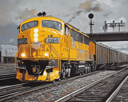 Yellow Diesel Engines Diamond Painting