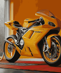 Yellow Ducati 999 Motorbikes Diamond Painting