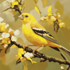 Yellow Finch Bird Diamond Painting