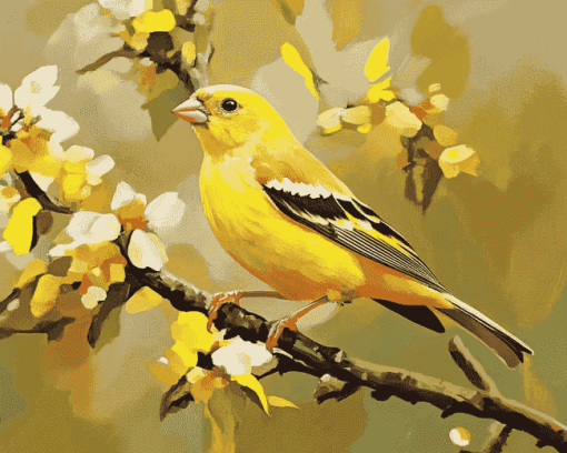 Yellow Finch Bird Diamond Painting