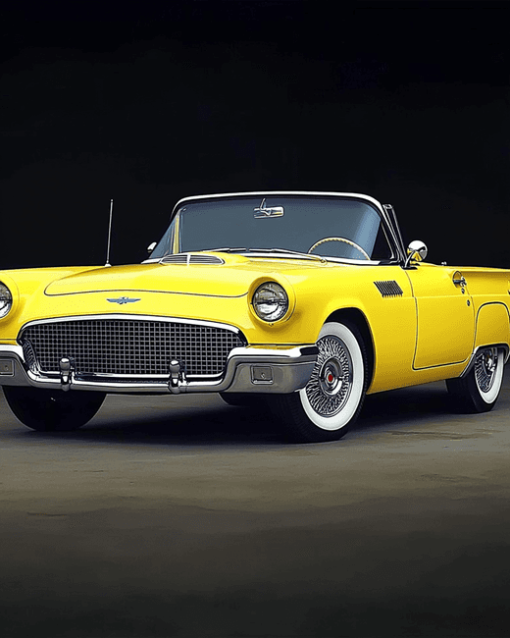 Yellow Ford Thunderbird Car Diamond Painting